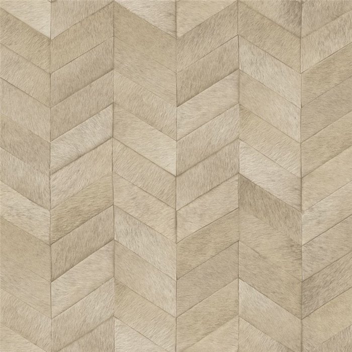 Elitis|Beige pony skin-effect wallpaper with chevron pattern|Skin Imitation