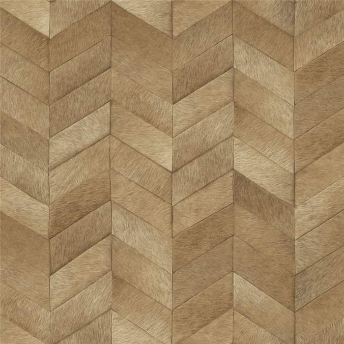 Elitis|Light brown pony skin wallpaper with chevron pattern|Skin Imitation
