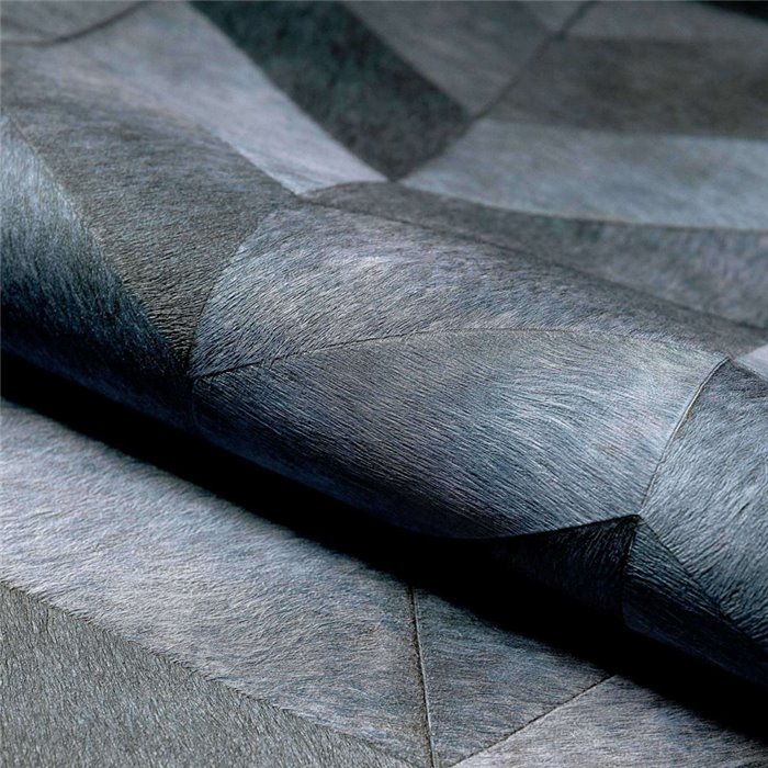 Elitis|Papier peint bleu effet peau de poulain chevron en arête|Ethnique