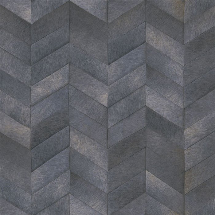Elitis|Papier peint bleu effet peau de poulain chevron en arête|Ethnique