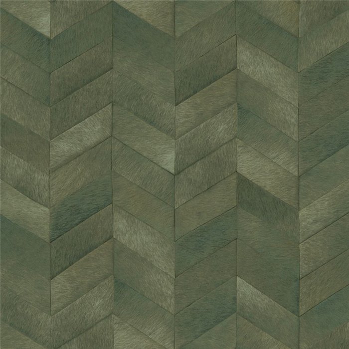 Elitis|Green chevron pony skin-effect wallpaper|Ethnic