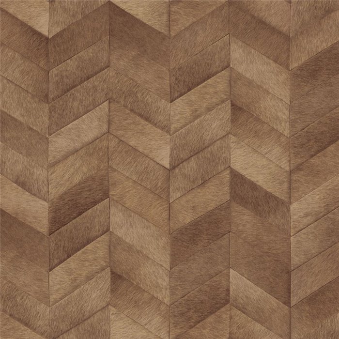 Elitis|Tapete in Ponyfelloptik brauntöne mit Chevron-Muster|Ethnisch