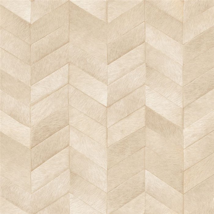 Elitis|Cream-beige pony skin wallpaper with chevron pattern|Skin Imitation
