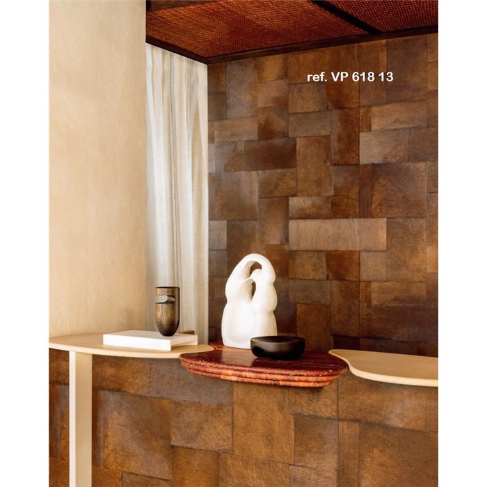 Elitis|Vinyl-Tapete in Ponyfelloptik taupe|Lederimitat