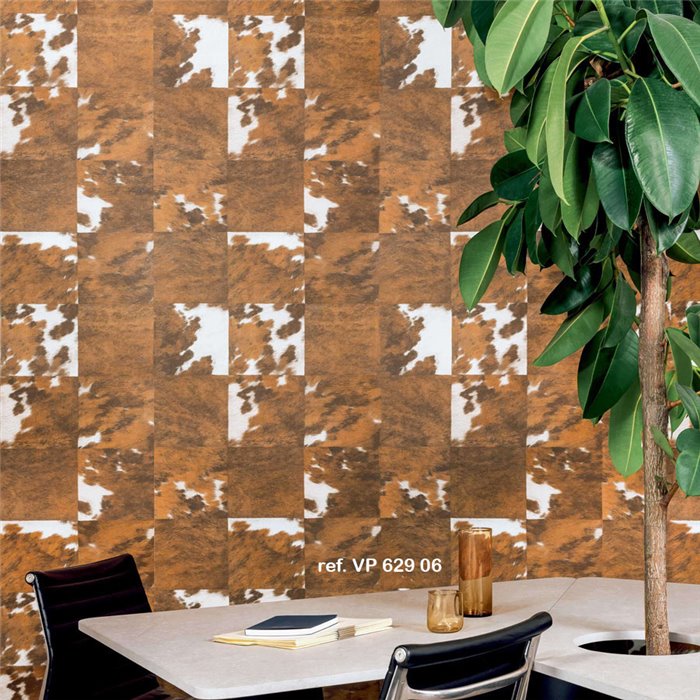 Papel pintado vinílico efecto piel de vaca marrón - Élitis Sauvages VP62902