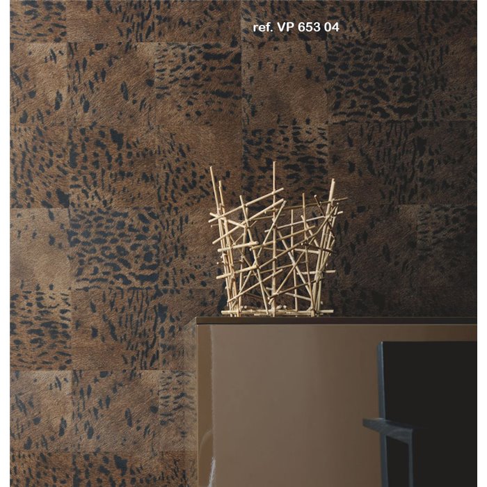 Elitis|Vinyl-Tapete in Leopardenfelloptik grautaupe|Ethnisch