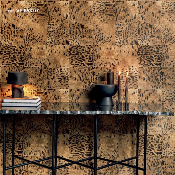 Elitis|Vinyl-Tapete in Leopardenfelloptik grautaupe|Ethnisch