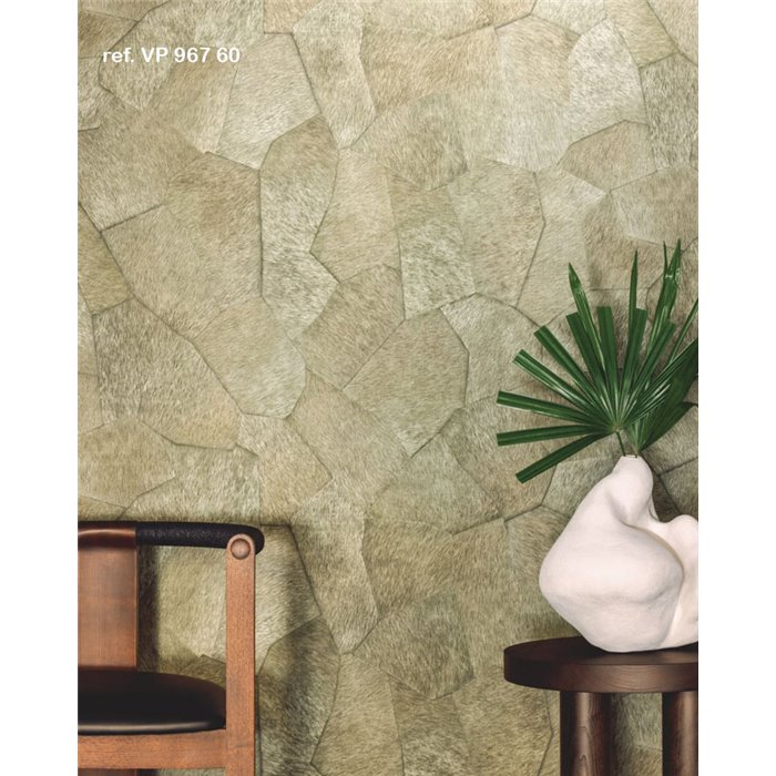 Elitis|Grey pony skin wallpaper with patchwork design|Skin Imitation