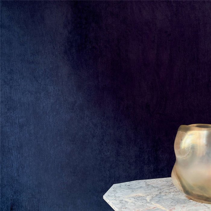 Elitis|Wallcovering plain ribbed velvet dark blue|Wall Coverings