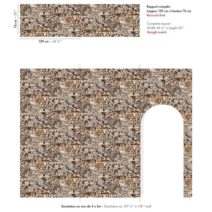 Casamance|Revestimiento pared jacquard naranja brulé estilo Verdure|Revestimientos de Pared