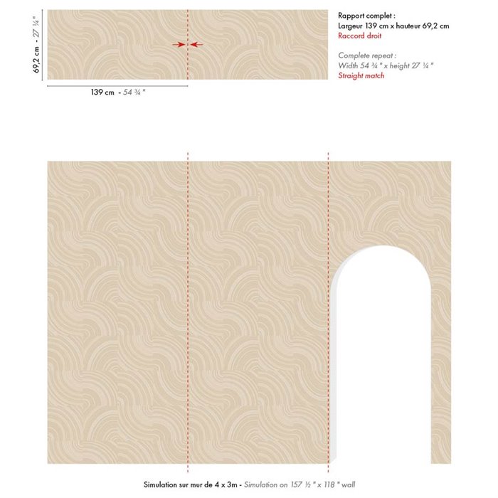 Casamance|Wallcovering jacquard ivory orange sophisticated texture|Wall Coverings
