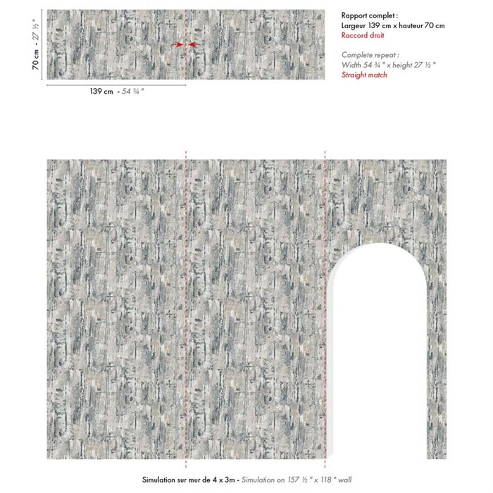 Revestimiento pared abstracto azul piedra tejido Bélgica - Casamance Manufactura 71720225