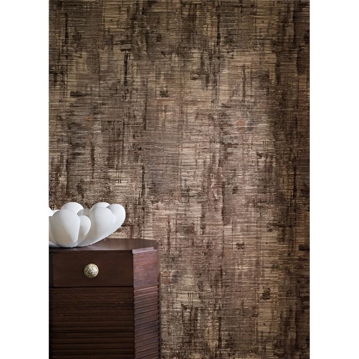 Revestimiento pared abstracto naranja brulé hilos contraste - Casamance Manufactura 71720335