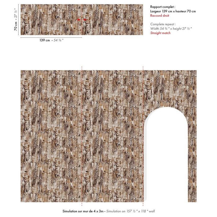 Revestimiento pared abstracto naranja brulé hilos contraste - Casamance Manufactura 71720335