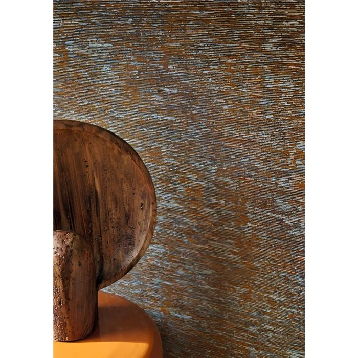 Revestimiento pared jacquard belga naranja y azul contraste - Casamance Manufactura 71730663