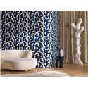 Casamance|Revêtements Muraux lin coton brodé bleu point de chaînette|Revêtements Muraux