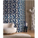 Casamance|Revêtements Muraux lin coton brodé bleu point de chaînette|Revêtements Muraux