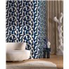 Casamance|Revêtements Muraux lin coton brodé bleu point de chaînette|Revêtements Muraux