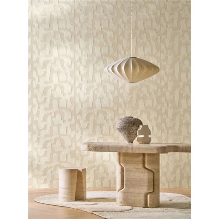 Casamance|Wallcovering linen cotton embroidery anthracite chain stitch|Wall Coverings