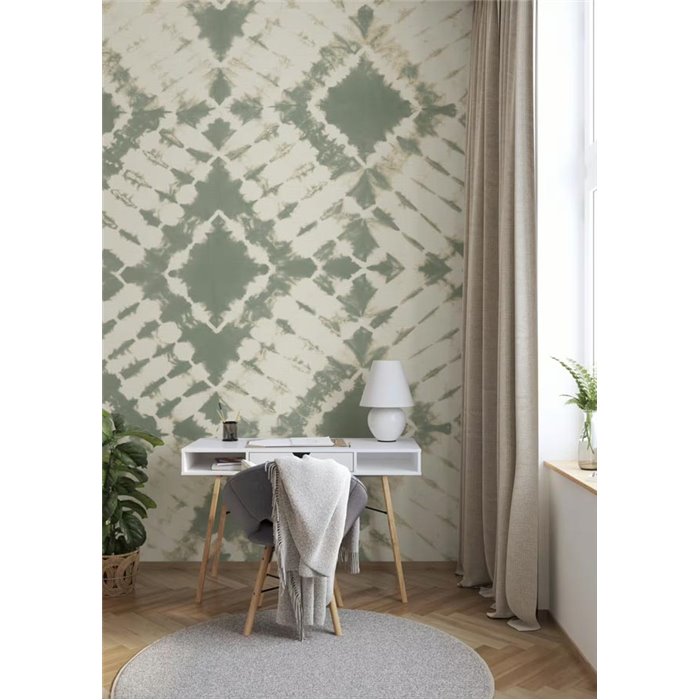 Rasch|Papier peint panoramique boho chic motif batik vert|Panoramiques