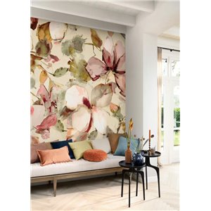 Rasch|Wall mural magnolias watercolor effect pastel green|Wallmurals 2