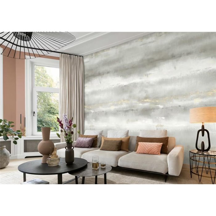 Rasch|Wandbild Stuck Aquarelleffekt grau|Wandbild