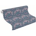 Rasch|Tapete Ornament Blumen blau bedruckt|Tapeten