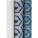 Rasch|Papier peint motif géométrique bleu doré métallisé|Rétro