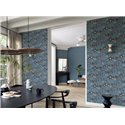 Rasch|Papier peint tropical palmiers bleu turquoise doré|Floral