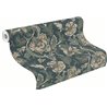 Rasch|Papier peint fleurs dessinées à la main bleu-vert|Floral