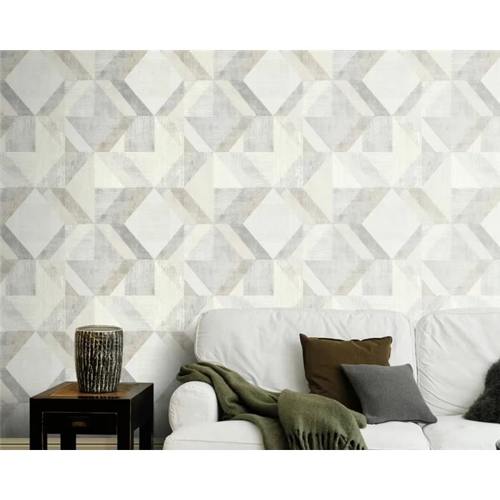 Rasch|Papier peint moderne motif géométrique beige gris|Géométrique