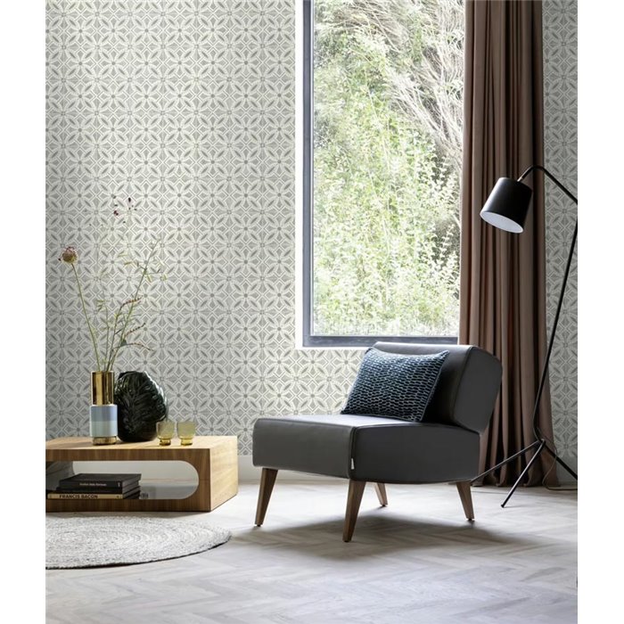 Rasch|Wallpaper gray mosaic-style tile|Tile Imitation