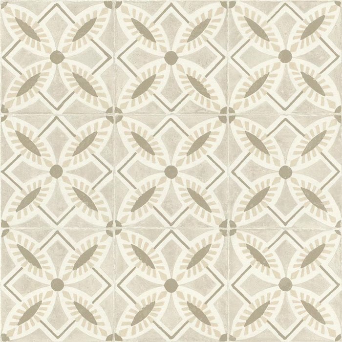 Papel pintado beige con diseño de azulejos artísticos - Rasch Beachhouse 410266