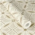 Papel pintado beige con diseño de azulejos artísticos - Rasch Beachhouse 410266