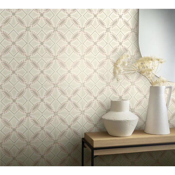 Rasch|Wallpaper bathroom beige tiles|Tile Imitation