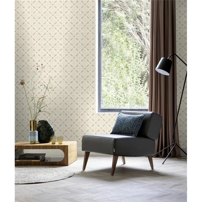 Rasch|Papier peint carreaux pour salle de bain beige|Imitation Carreaux
