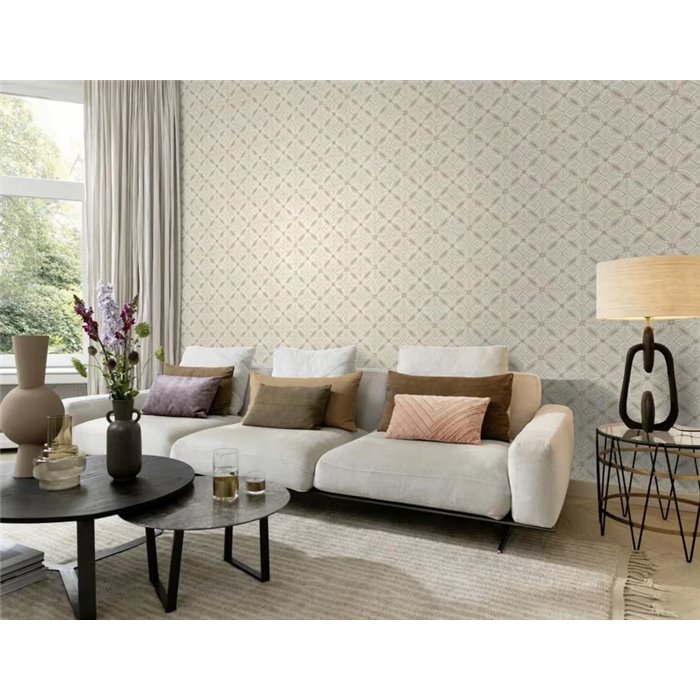 Rasch|Papel pintado azulejos para baño beige|Imitacion Azulejos