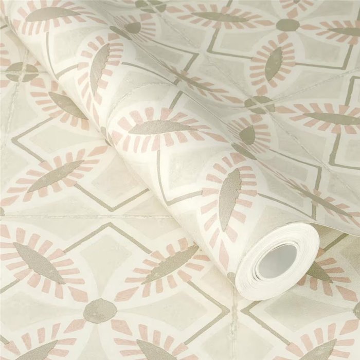 Rasch|Wallpaper bathroom beige tiles|Tile Imitation