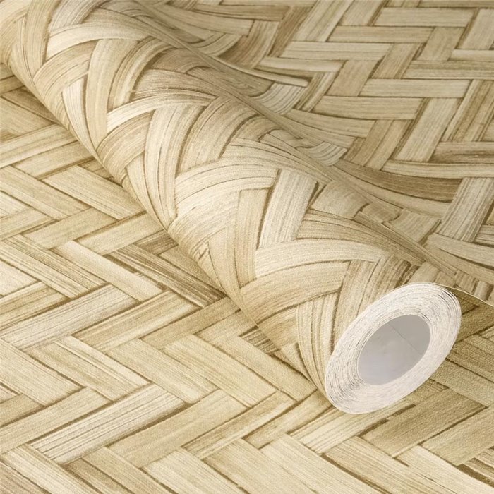 Rasch|Wallpaper woven wicker rustic style|Raffia Imitation