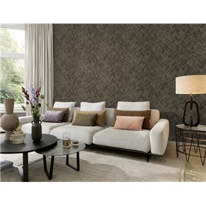 Grandeco|Natural fiber raffia gray wallpaper|Raffia Imitation 2