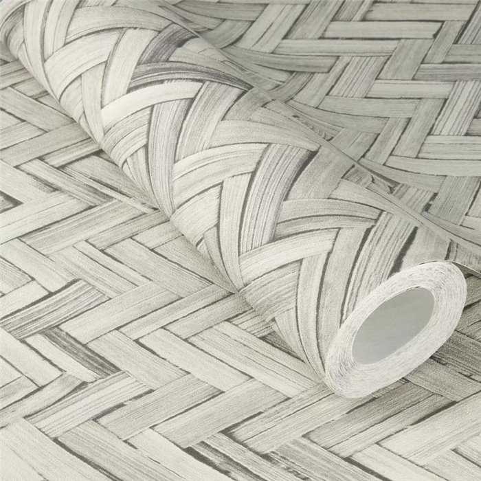 Rasch|Wallpaper light gray wheat woven wicker|Raffia Imitation