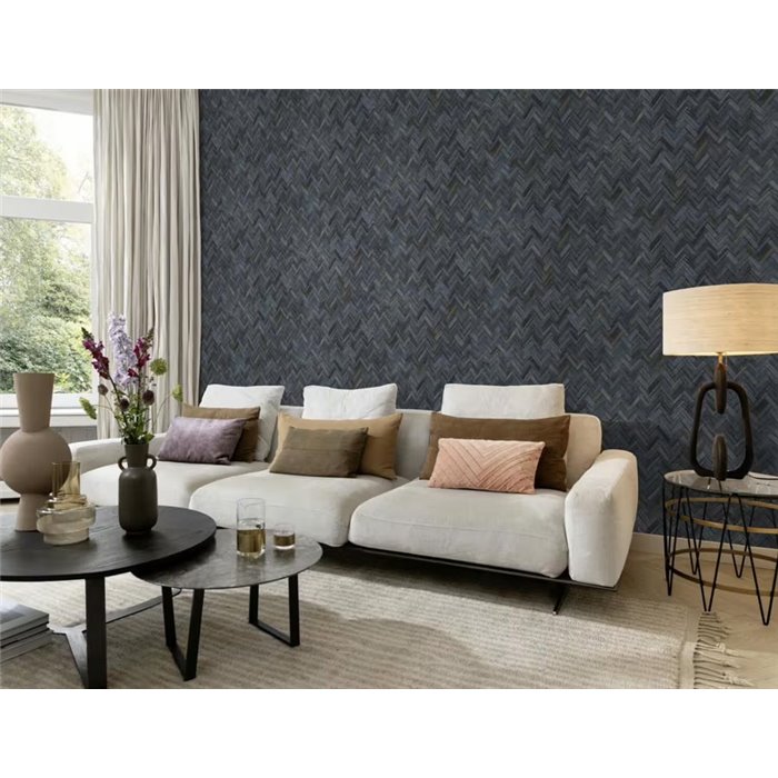 Rasch|Tapete gefärbtes Weidengeflecht blau|Raffiaimitation