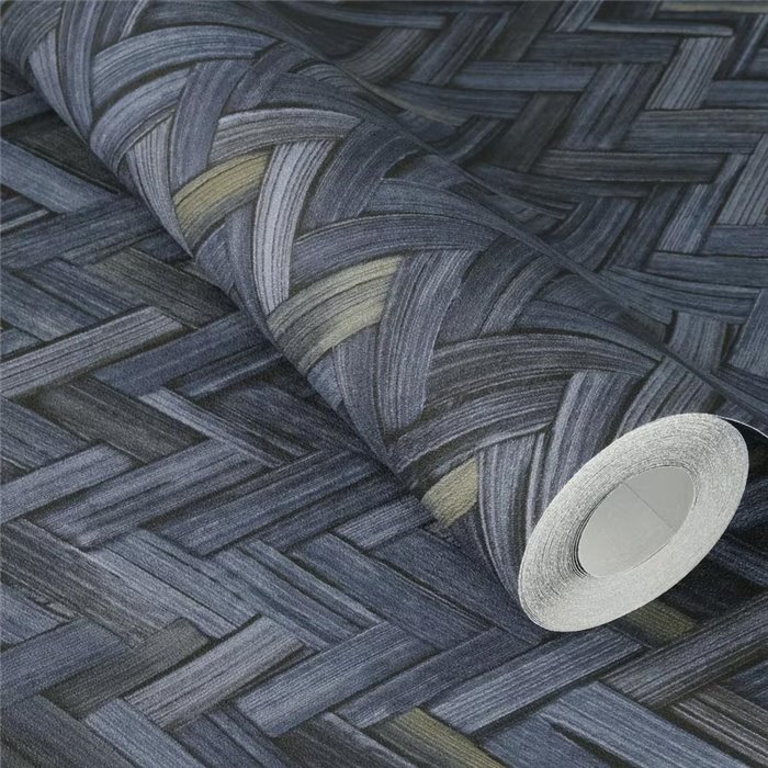 Rasch|Tapete gefärbtes Weidengeflecht blau|Raffiaimitation