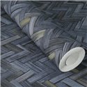 Rasch|Tapete gefärbtes Weidengeflecht blau|Raffiaimitation