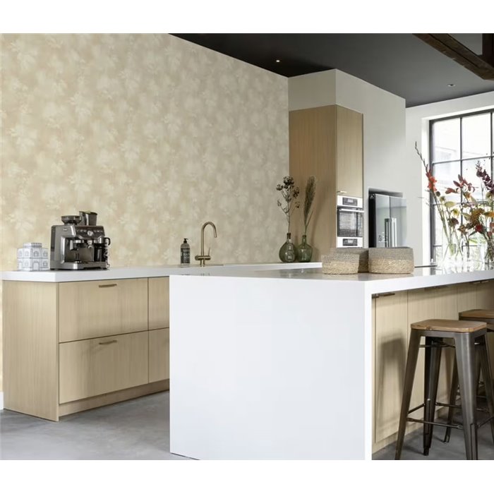 Rasch|Wallpaper beige watercolor flowers|Wallpaper