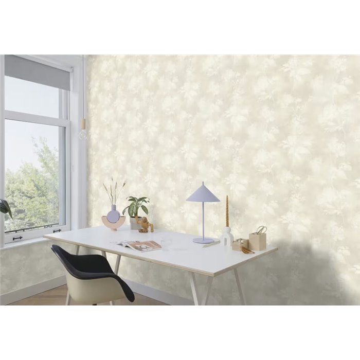 Rasch|Papel pintado flores gris claro efecto acuarela |Papel Pintado