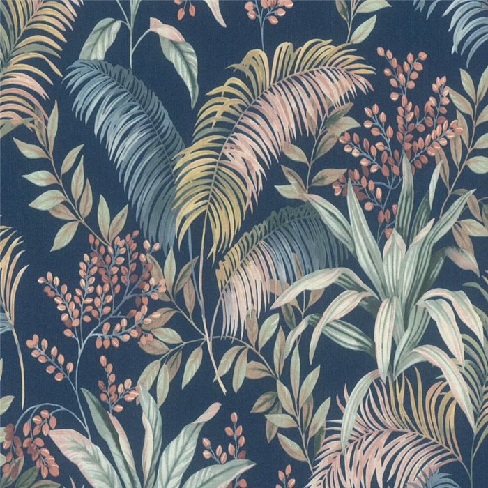 Papel pintado tropical azul plantas exóticas - Rasch Florentine IV 481938