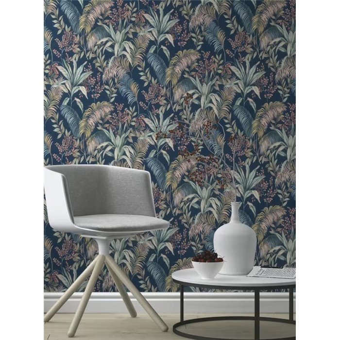 Papel pintado tropical azul plantas exóticas - Rasch Florentine IV 481938