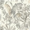 Rasch|Papier peint tropical plantes exotiques gris|Tropical