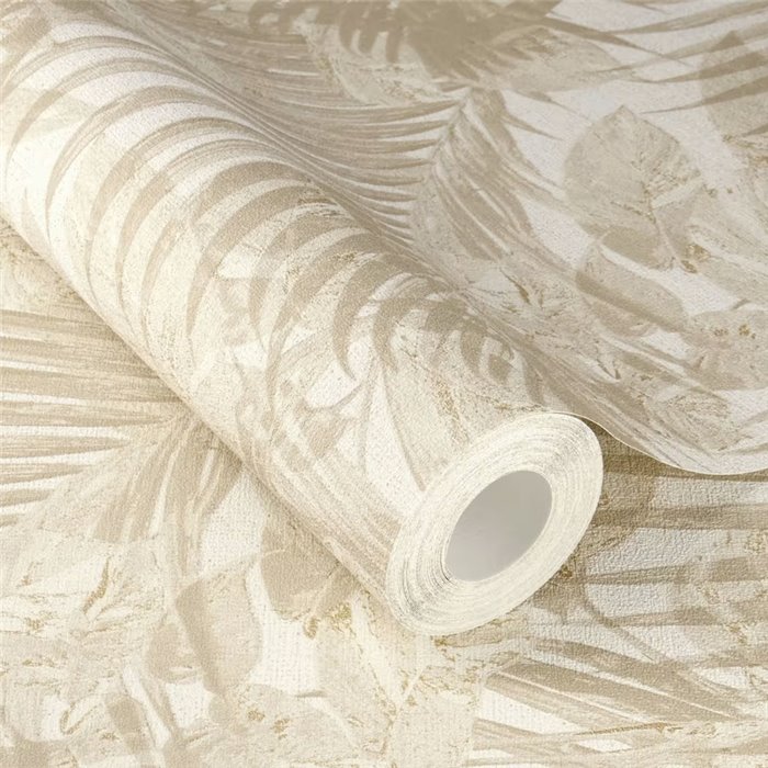 Rasch|Papier peint tropical élégants palmiers beige|Tropical